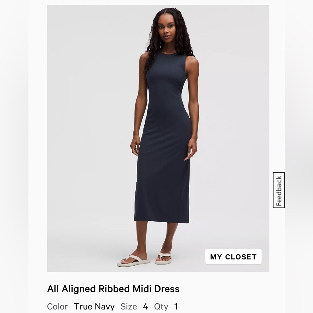 Lululemon All Aligned Ribbed Midi Dress - True Navy Sz 4